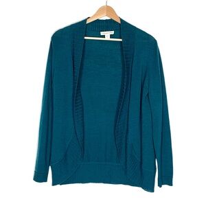 Coldwater Creek Cardigan Sweater Women's Size Small Teal Blue Open Front Cozy